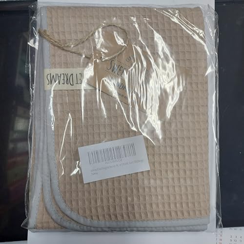 Swaddling Blanket Made of Waffle Fabric for Summer 100% Cotton Baby Blanket for Car Seat Cuddly Blanket for Prams Buggies e.g. Maxi Cosi Pink Beige 3 Point Strap (38) (Linen)