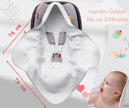 Swaddling Blanket Made of Waffle Fabric for Summer 100% Cotton Baby Blanket for Car Seat Cuddly Blanket for Prams Buggies e.g. Maxi Cosi Pink Beige 3 Point Strap (38) (Linen)
