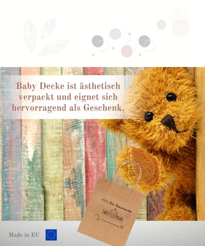 Mikos Babydecke GOTS zert. 100% Bio Baumwolle Strickdecke Baumwolldecke Warme Decke Kuscheldecke Mädchen, Jungen Baby Erstausstattung Für Neugeborene (1044) (Rosa)
