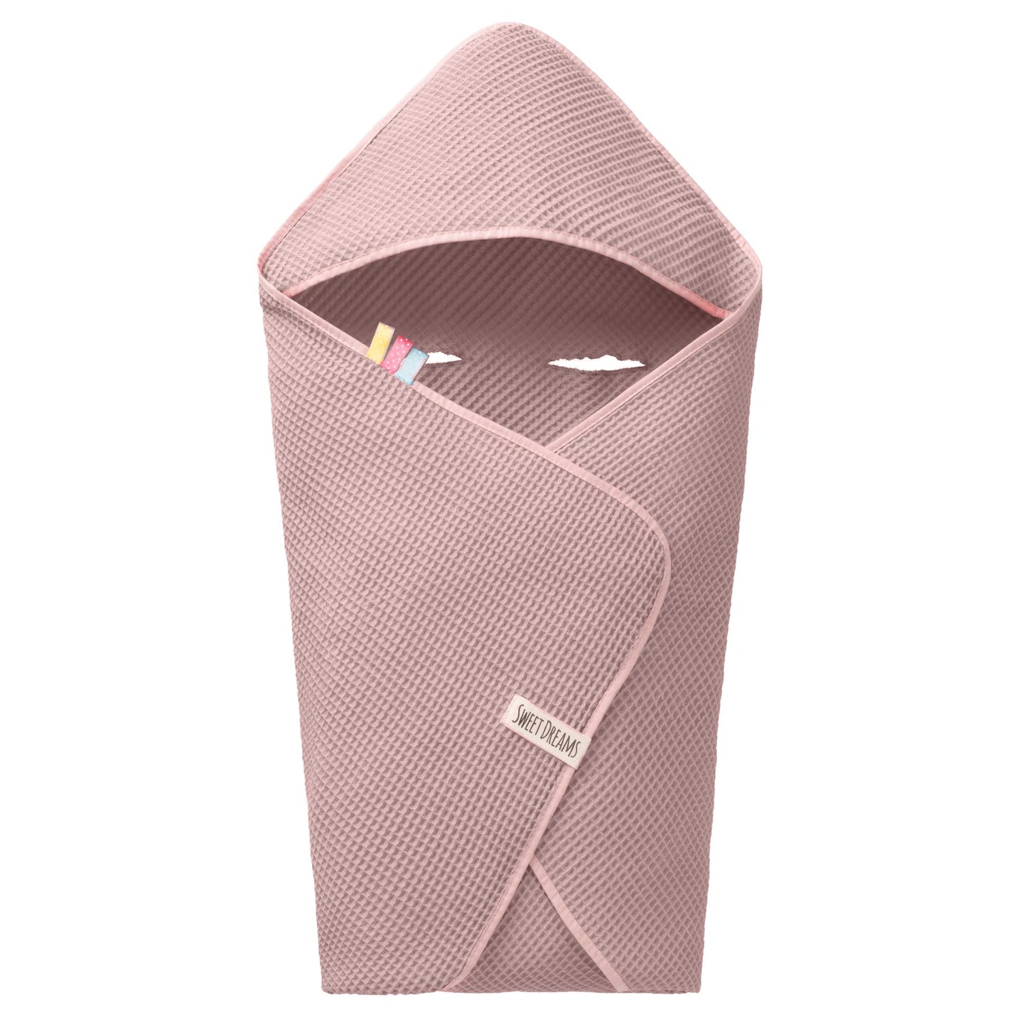Swaddling Blanket Made of Waffle Fabric for Summer 100% Cotton Baby Blanket for Car Seat Cuddly Blanket for Prams Buggies e.g. Maxi Cosi Pink Beige 3 Point Strap (38) (Linen)