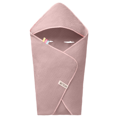 Swaddling Blanket Made of Waffle Fabric for Summer 100% Cotton Baby Blanket for Car Seat Cuddly Blanket for Prams Buggies e.g. Maxi Cosi Pink Beige 3 Point Strap (38) (Linen)