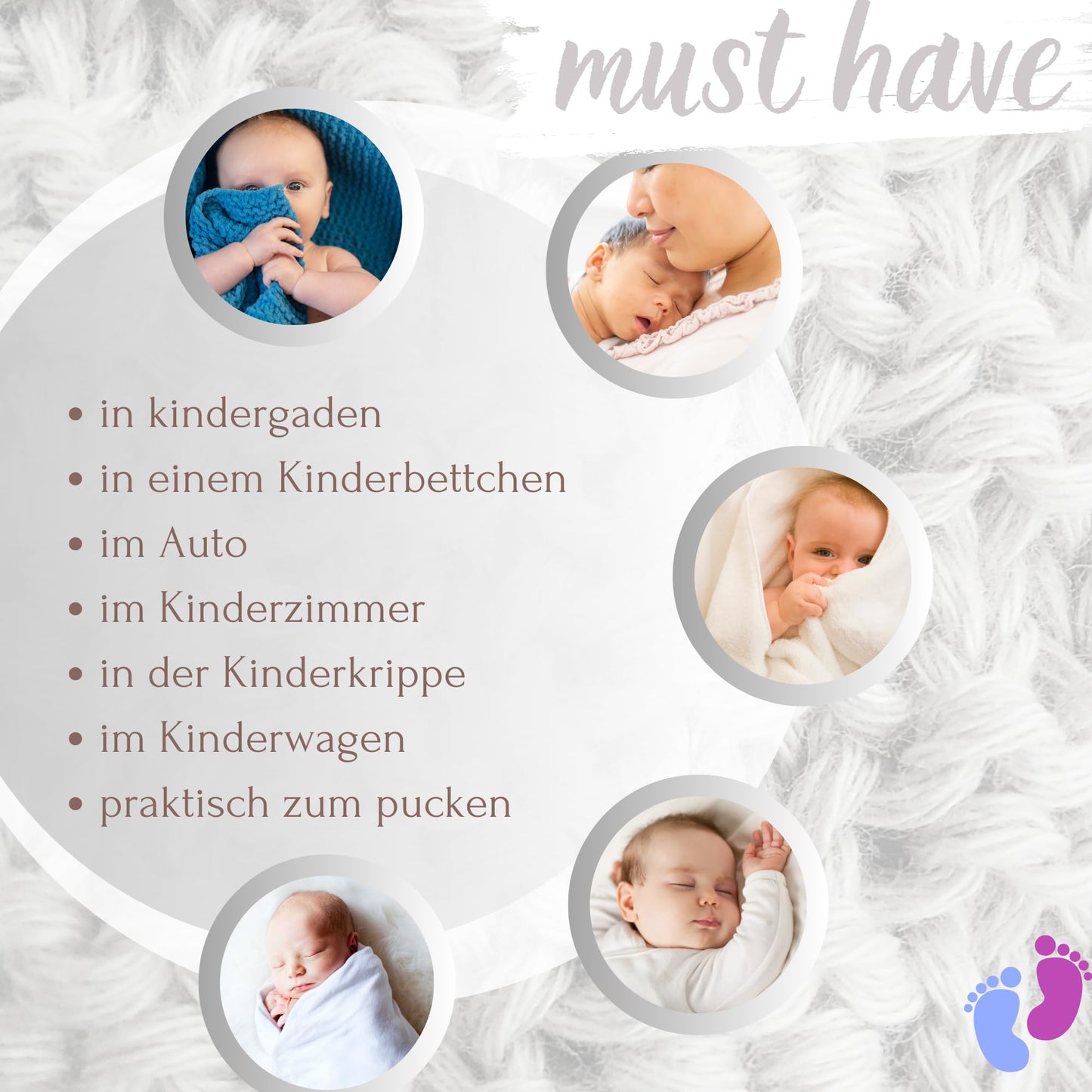 Mikos Babydecke GOTS 100% Bio Baumwolle-Weiche Strick Kuscheldecke Baumwolle-Warme Baumwolldecke für Neugeborene - Perfekt für Baby Erstausstattung - Vielseitige Baby Winterdecke (1043 Dunkelgrau)