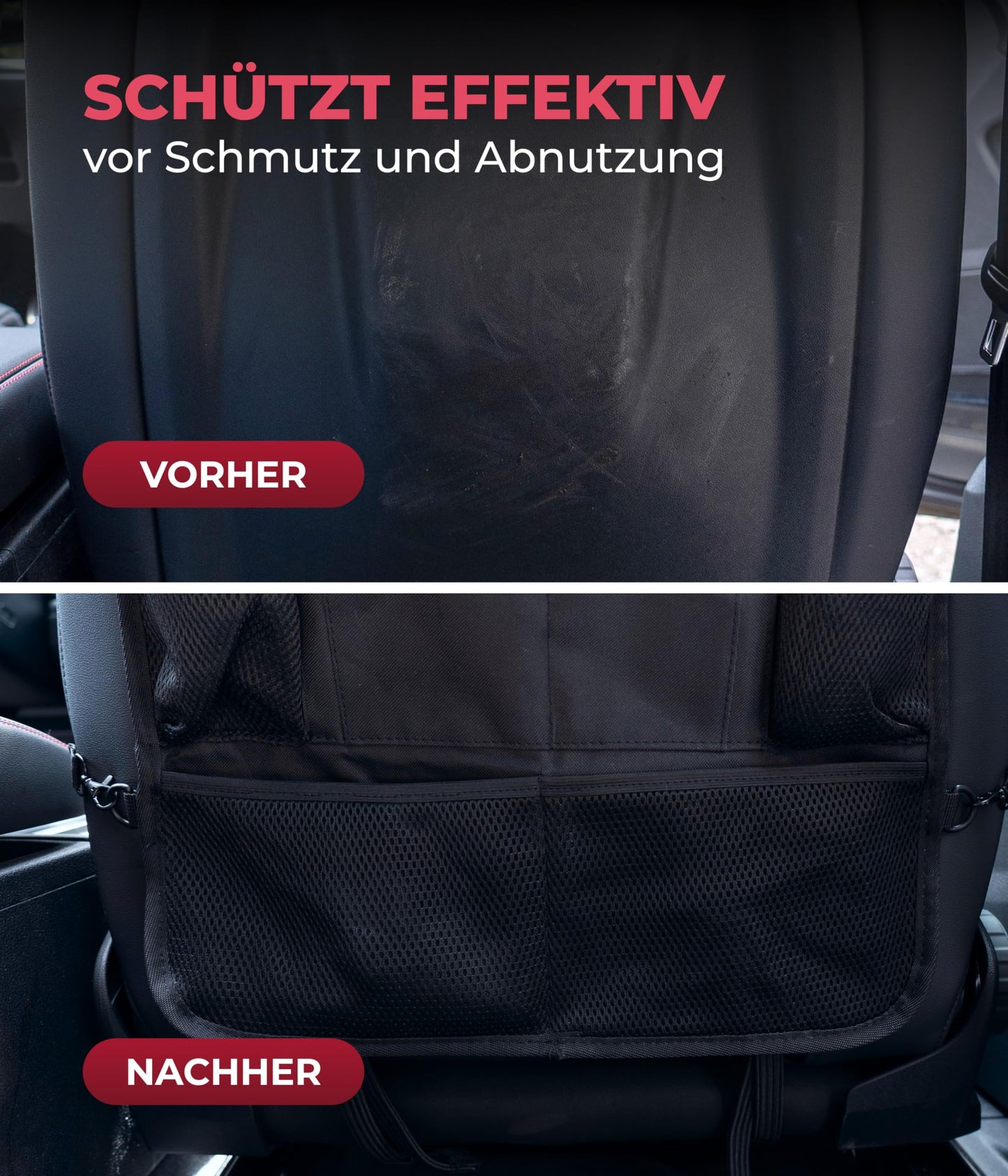 HerzensKind Rückenlehnenschutz und Organizer. Auto Organizer mit extra großem 13" Tabletfach und 9 Taschen. Sitzschoner mit Tablethalter für Autofahrten mit Kindern.(1 Stück)
