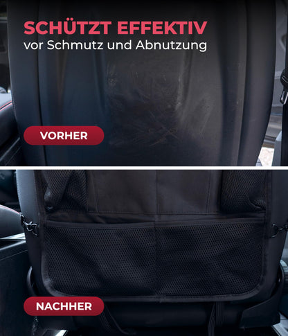HerzensKind Rückenlehnenschutz und Organizer. Auto Organizer mit extra großem 13" Tabletfach und 9 Taschen. Sitzschoner mit Tablethalter für Autofahrten mit Kindern.(1 Stück)