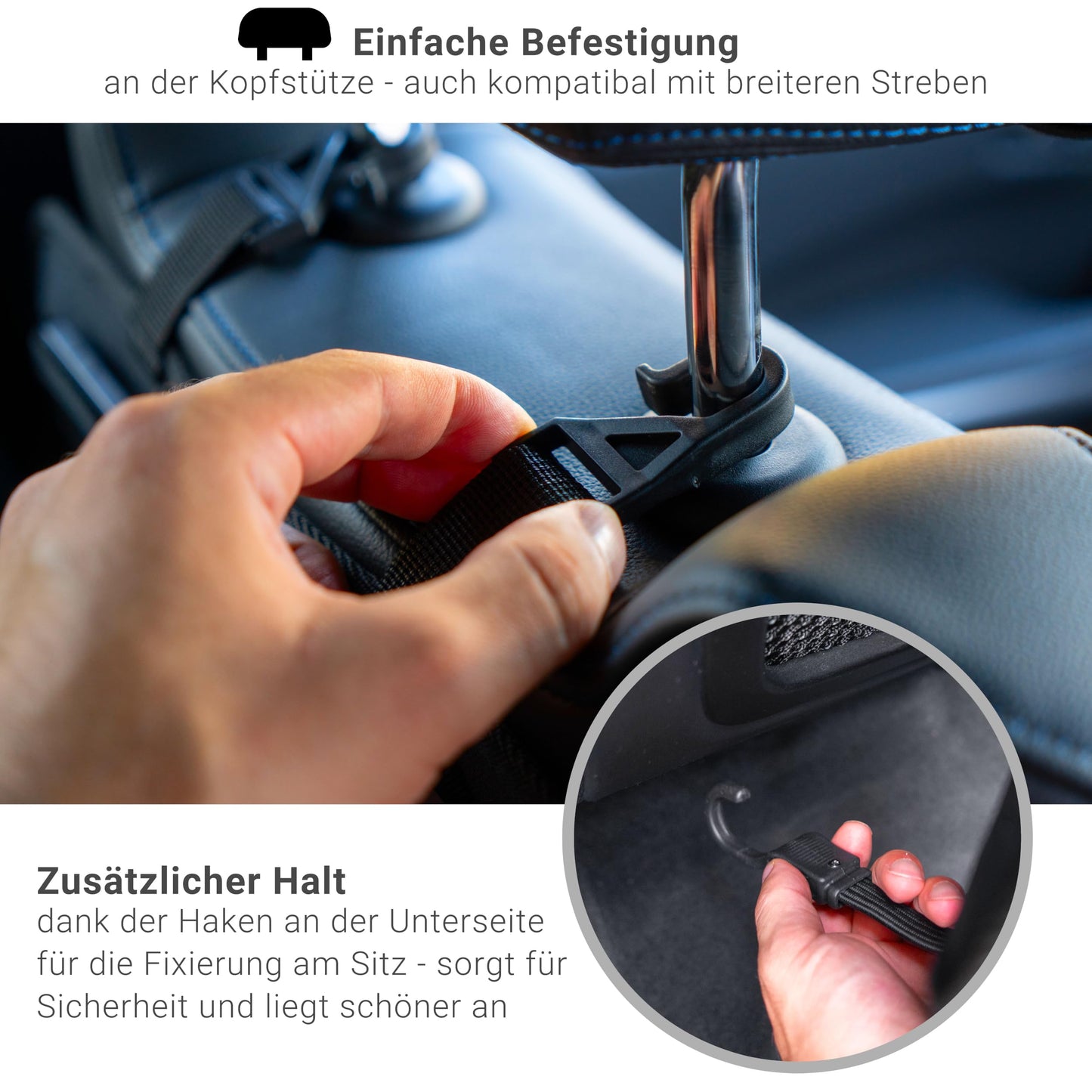 HerzensKind Rückenlehnenschutz und Organizer. Auto Organizer mit extra großem 13" Tabletfach und 9 Taschen. Sitzschoner mit Tablethalter für Autofahrten mit Kindern.(1 Stück)
